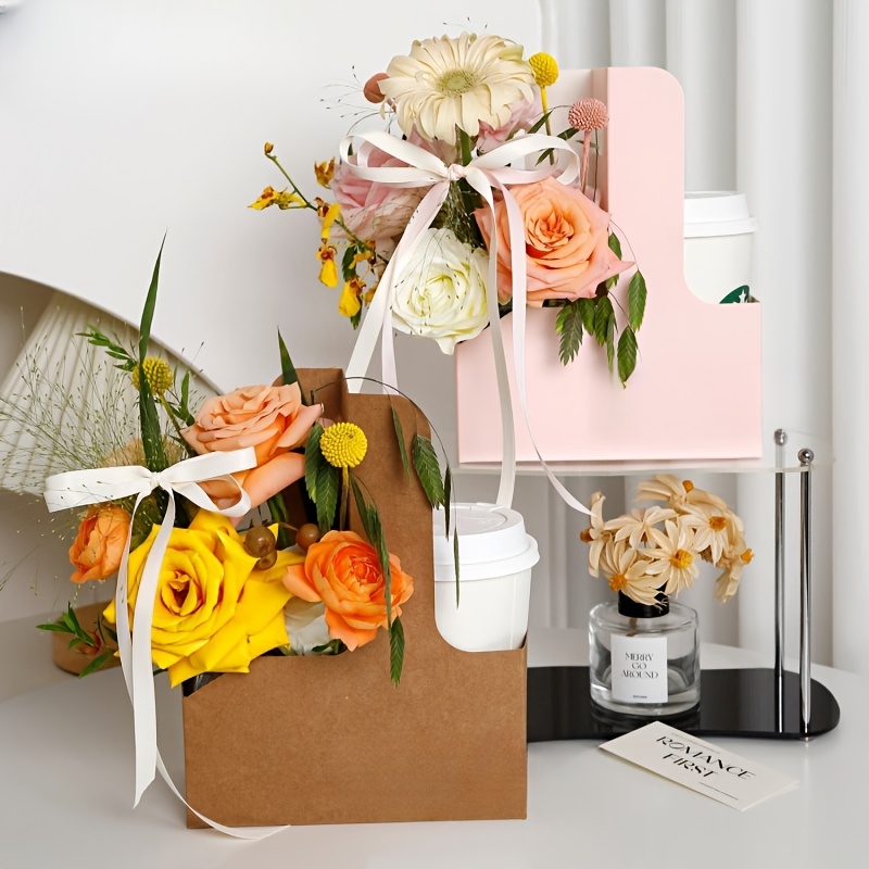 Flower Wrap Kraft - 12 шт. розовых подарочных пакетов из